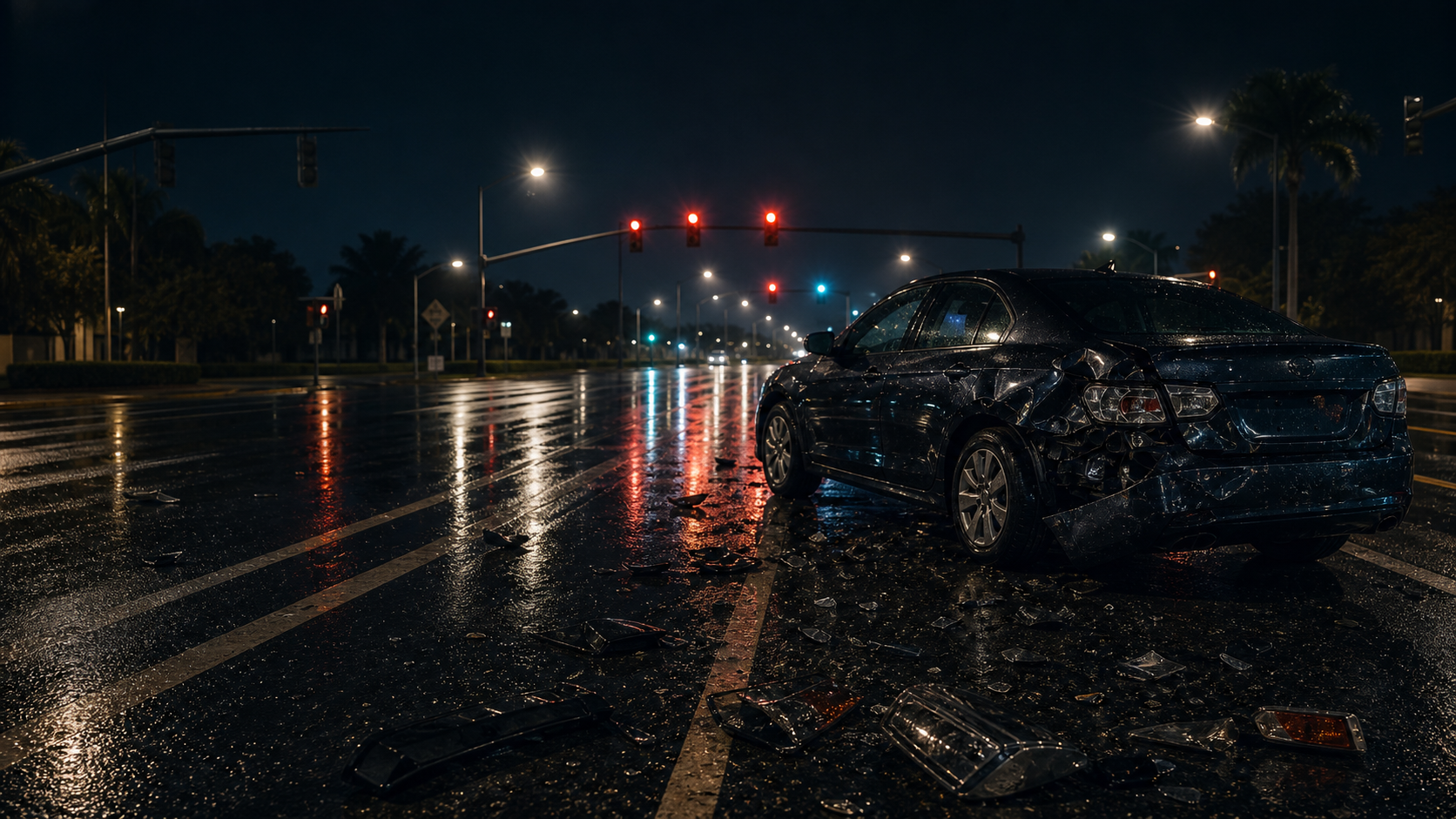 Roadway lanes and traffic signals reviewed as collision evidence